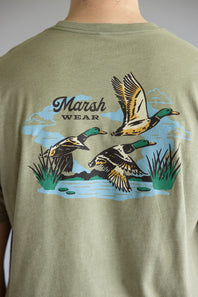 Marsh Wear Paddling Duck T-Shirt for Men in Green Heather