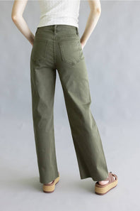 Mica High Rise Front Yoke Wide Leg Jeans for Women in Green