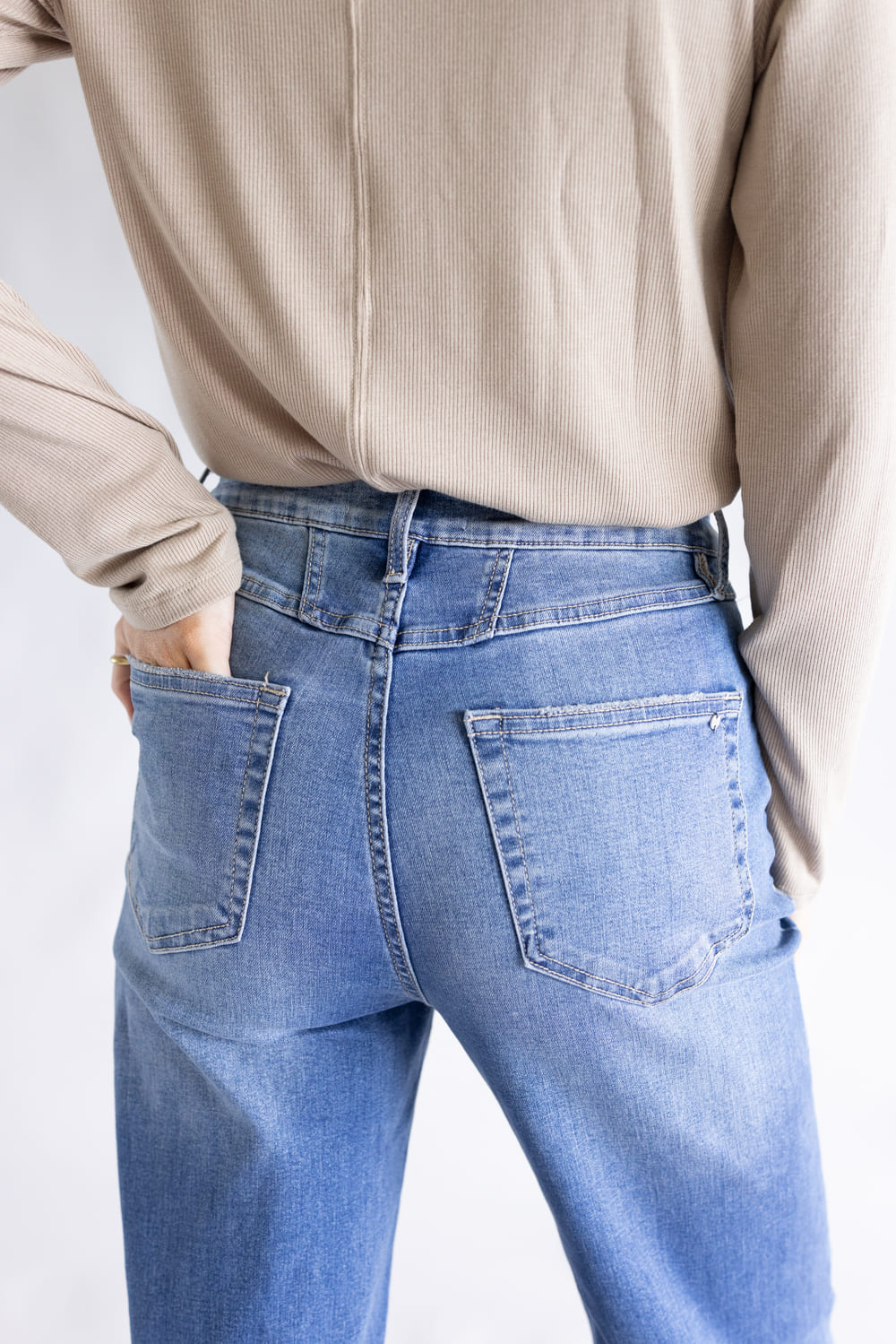 Mica High-Rise Medium Wash Clean Wide Leg Jeans for Women