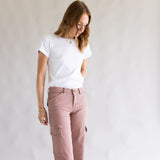 Mica Mid Rise Wide Leg Cargo Jeans for Women in Mauve