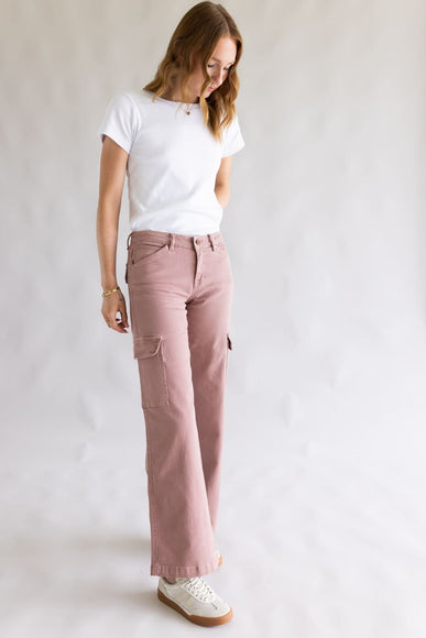 Mica Mid Rise Wide Leg Cargo Jeans for Women in Mauve