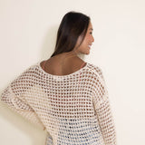 Miracle Clothing Crochet Sweater for Women in Beige | F118-BEIGE