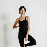 Mono B Skinny Leg Sleeveless Long Catsuit (Bodysuit) for Women in Black