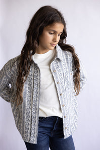 O’Neill Youth Jordyn Striped Knit Shacket for Girls in White