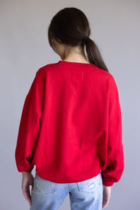 1897 Active Merry Patch Embroidered Fleece Sweatshirt for Women in Red