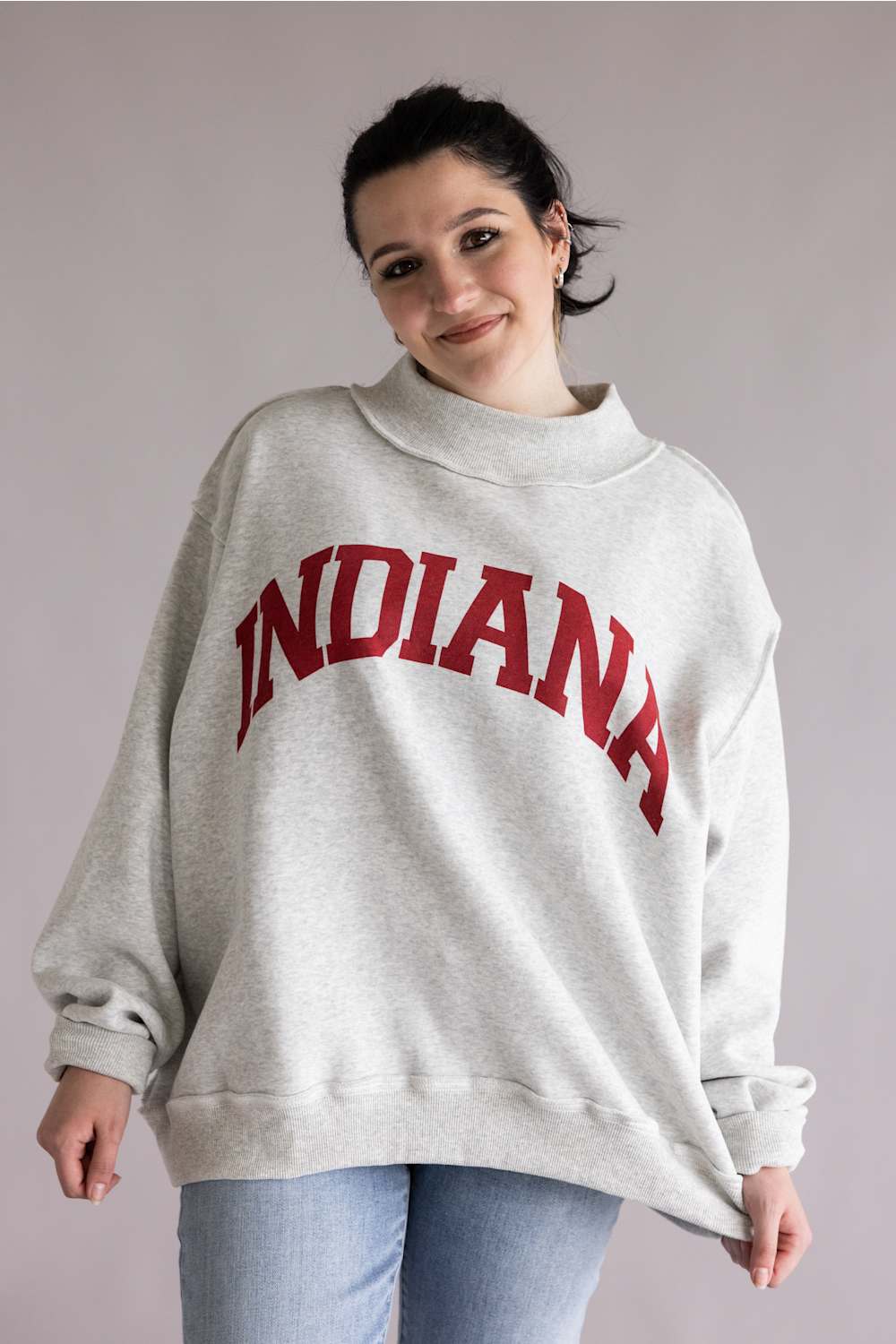 Reversible Indiana Mock Neck Sweatshirt for Women in Light Heather