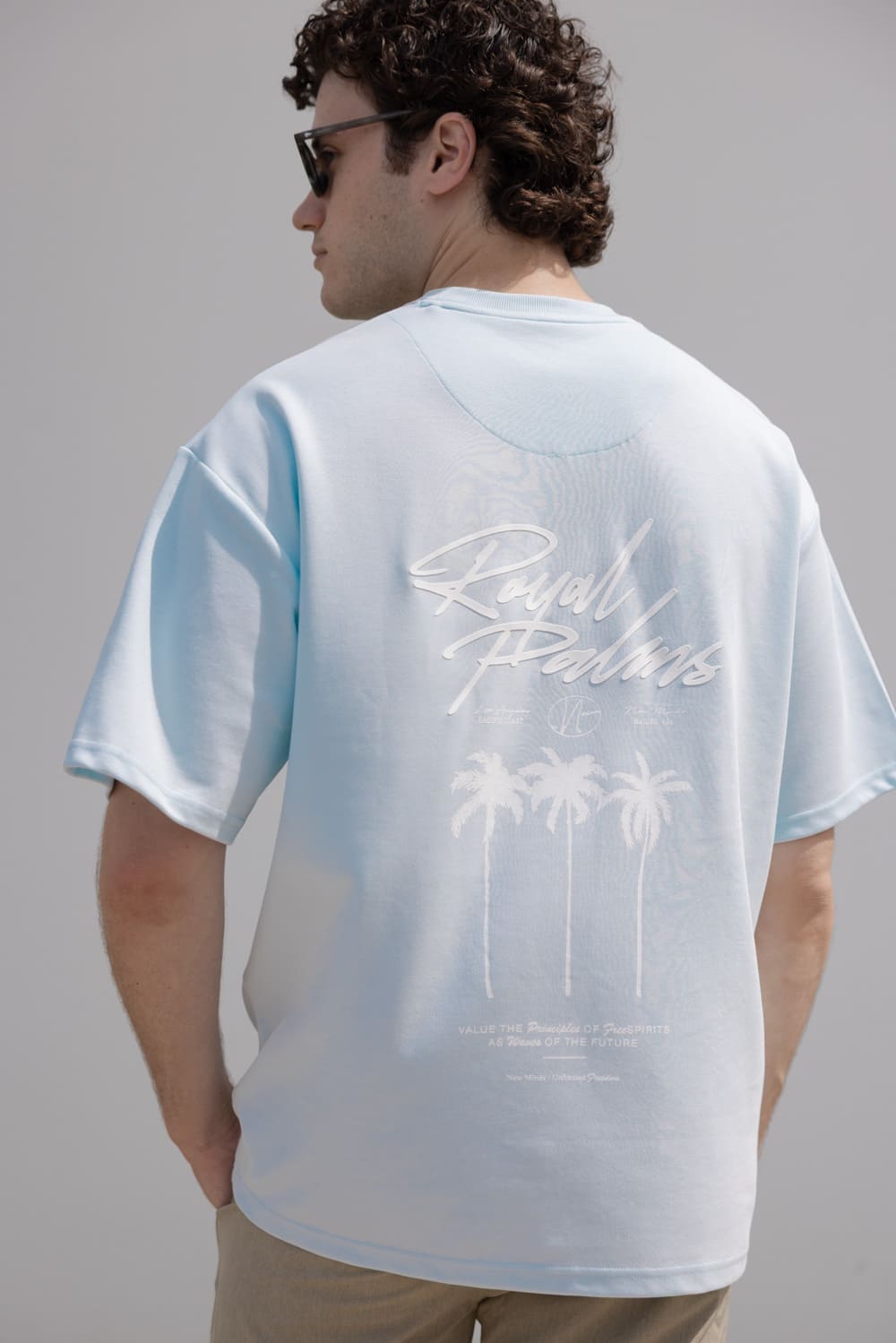 Royal Palms T-Shirt for Men in Light Blue