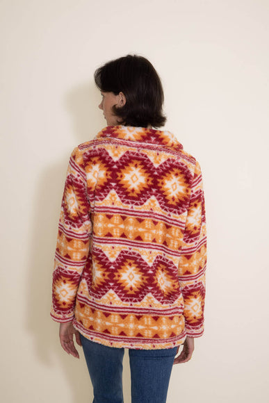 Simply Southern Classic Sherpa Zip Pullover for Women in Aztec Orange