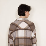 Plaid Shacket for Women in Brown/White