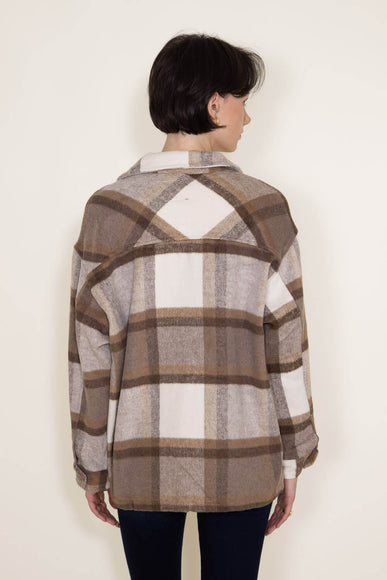 Plaid Shacket for Women in Brown/White