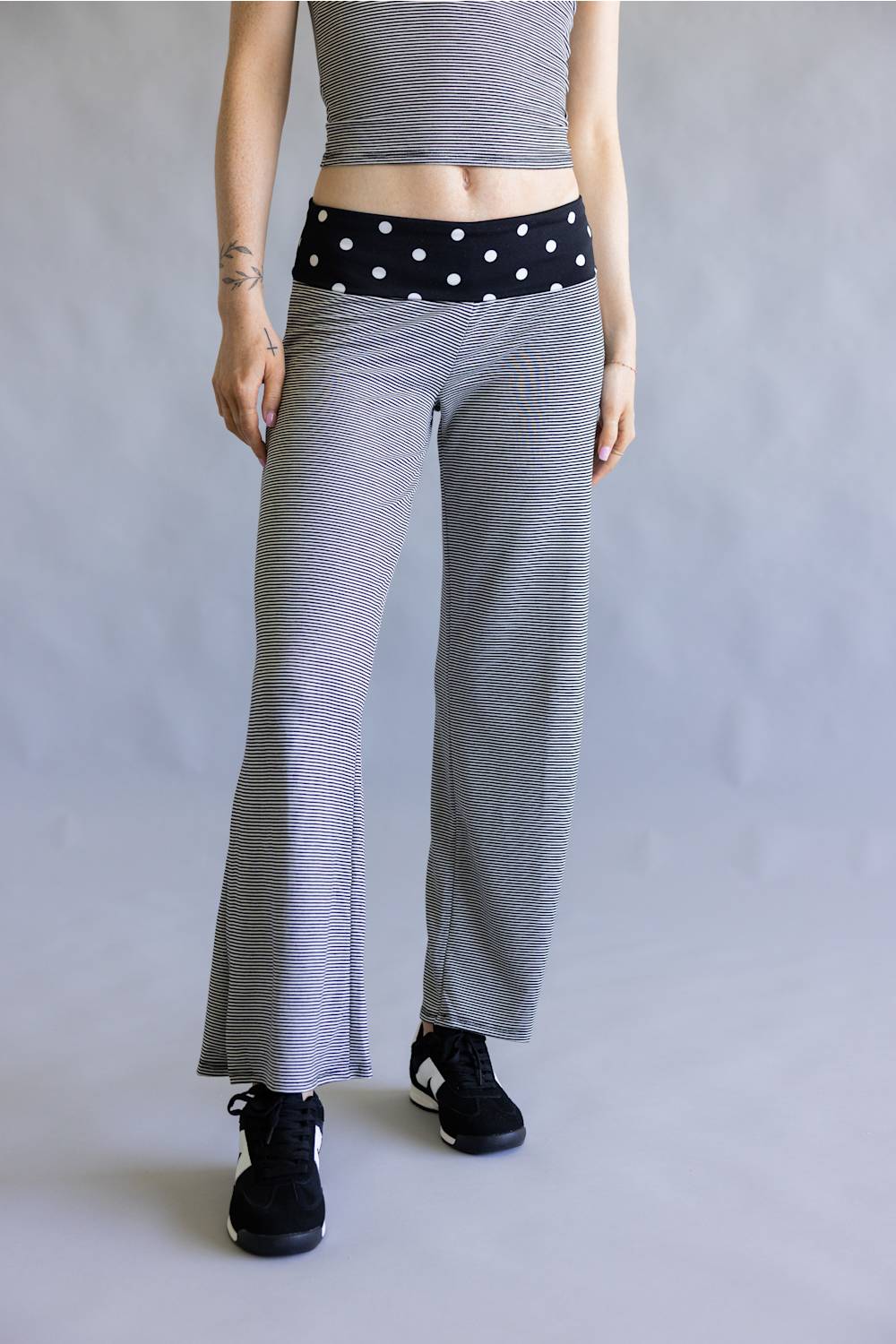 Stripes & Polka Dots Matching Set for Women in Black/Off White | BS412-3-BLACKOFFWHITE