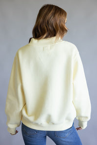 Things Between Mock Neck Fleece Pullover for Women in Butter Yellow