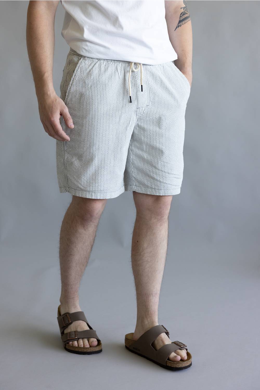 Union Paloma Seersucker 8” Shorts for Men in White