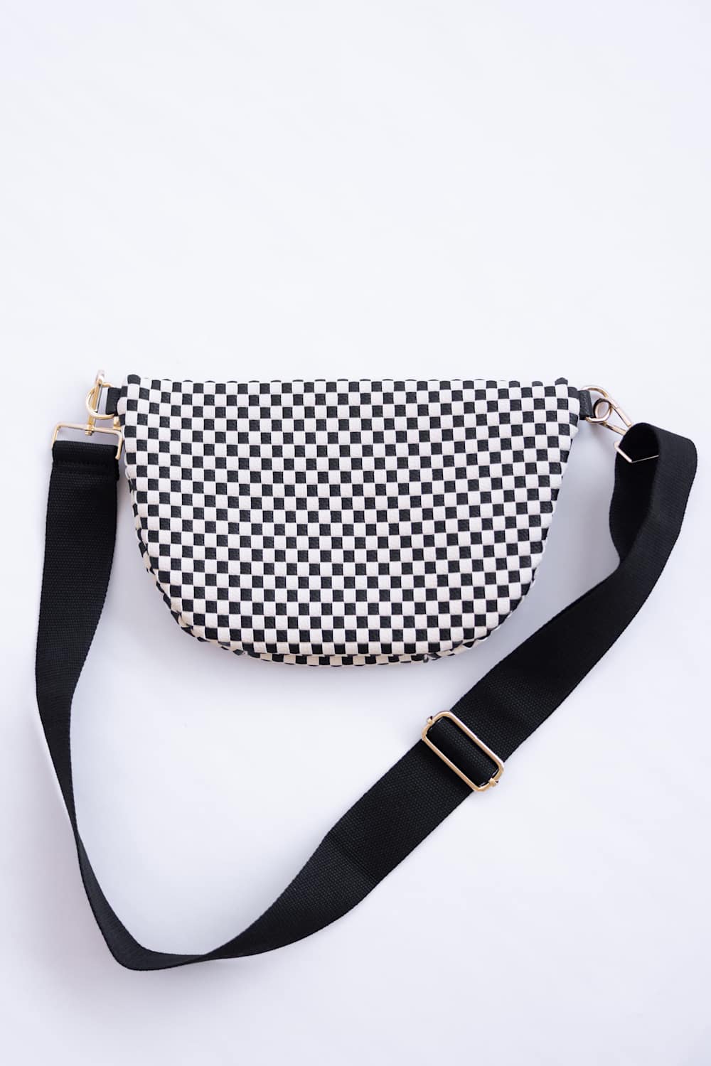 Weave Checked Bag for Women in Black