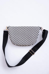 Weave Checked Bag for Women in Black
