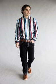 Wrangler Brushpopper Snap Workshirt for Men in Blue/Blue Raspberry