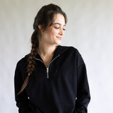 Zip Neck Scuba Set for Women in Black
