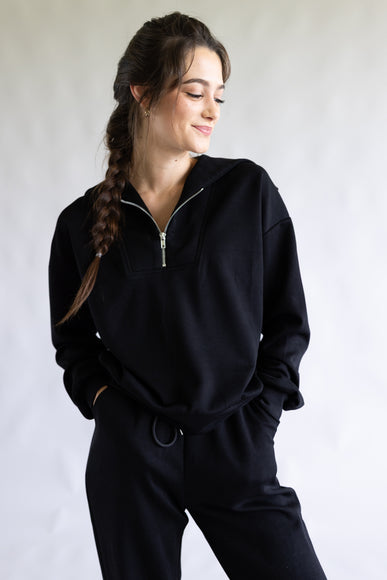 Zip Neck Scuba Set for Women in Black