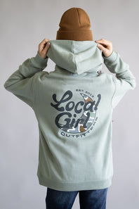 Local Girl Youth Groovy Moon Hoodie in Green