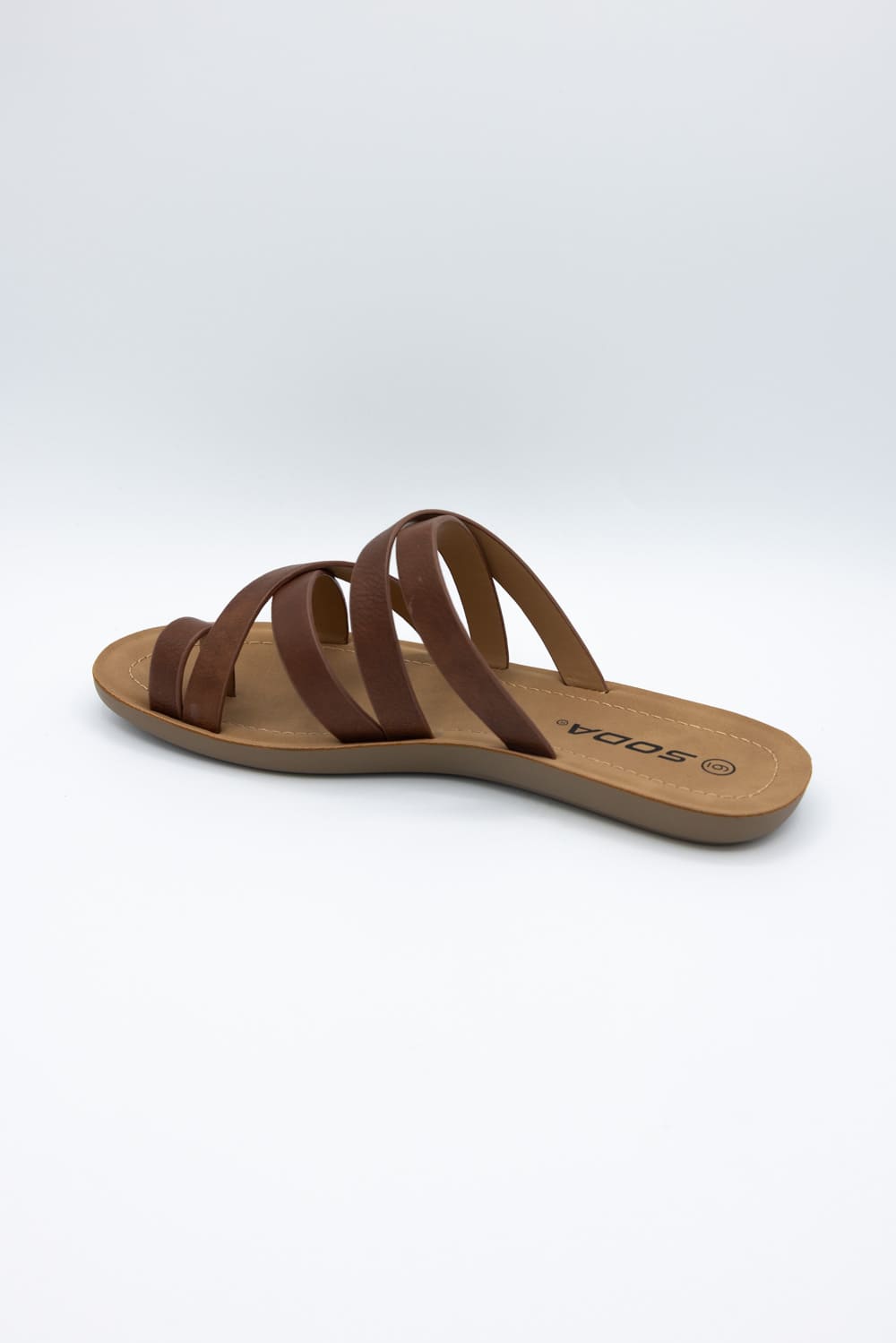 Soda Isabel Strappy Toe Sandals for Women in Cognac