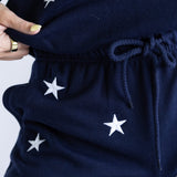 1897 Active Embroidered Star Fleece Shorts for Women in Navy Blue