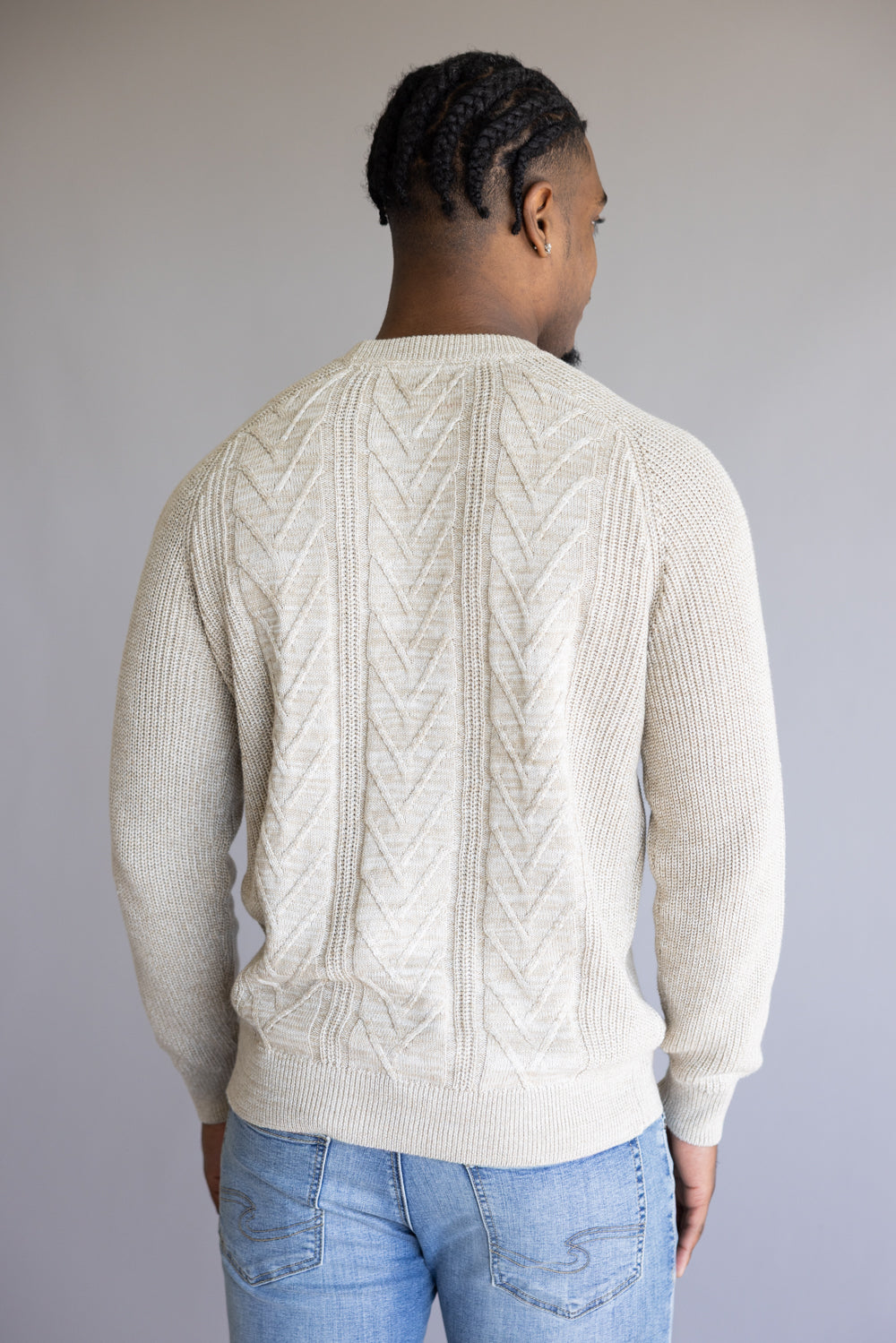 1897 Original Cable Crew Sweater for Men in Oatmeal Heather