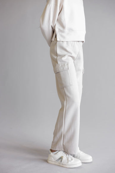 Youth Pullover & Wide Leg Pant Set for Girls in Grey/Beige