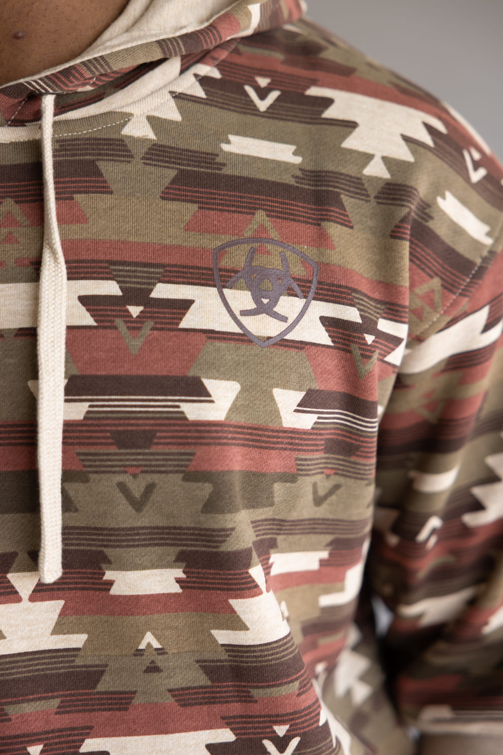 Ariat Color Block Hoodie for Men in Oatmeal