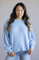 Blu Pepper Crewneck Ribbed Knit Shirt for Women in Light Blue