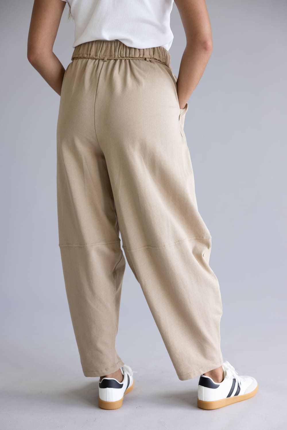 Boho Rope Drawstring Pants for Women in Taupe