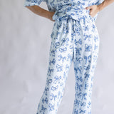 Bow Soft Pajama Set for Women in Blue