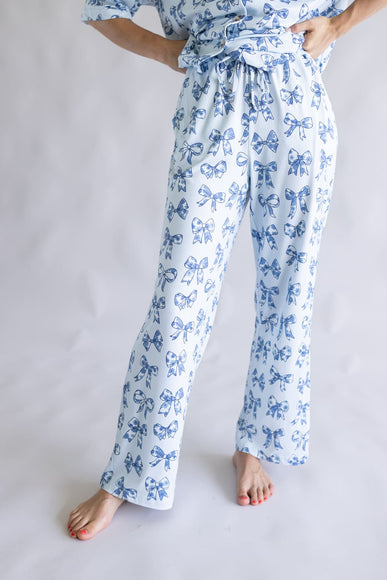 Bow Soft Pajama Set for Women in Blue