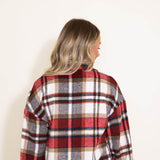 Plaid Oversized Shacket for Women in Red