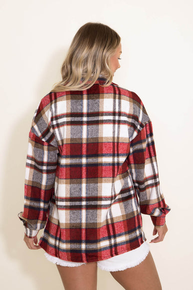 Plaid Oversized Shacket for Women in Red