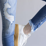 Cello Distressed Fray Ankle Cropped Skinny Jeans for Women