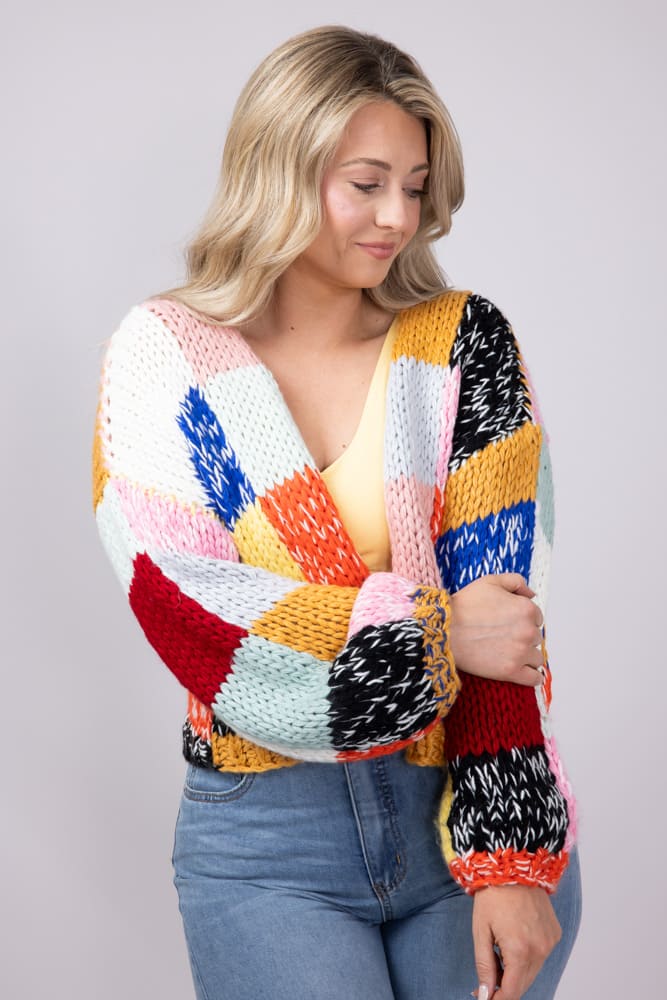 Checkered Cardigan for Women in Multi