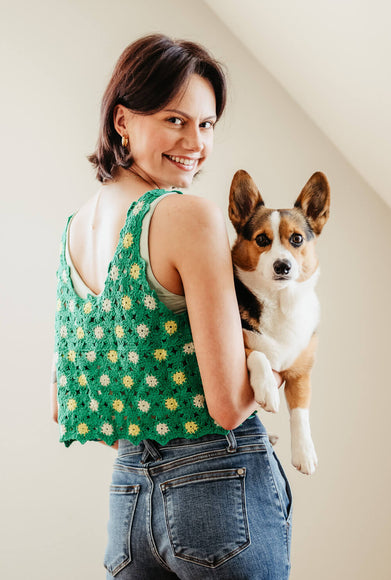 Crochet Tank Top for Women in Green