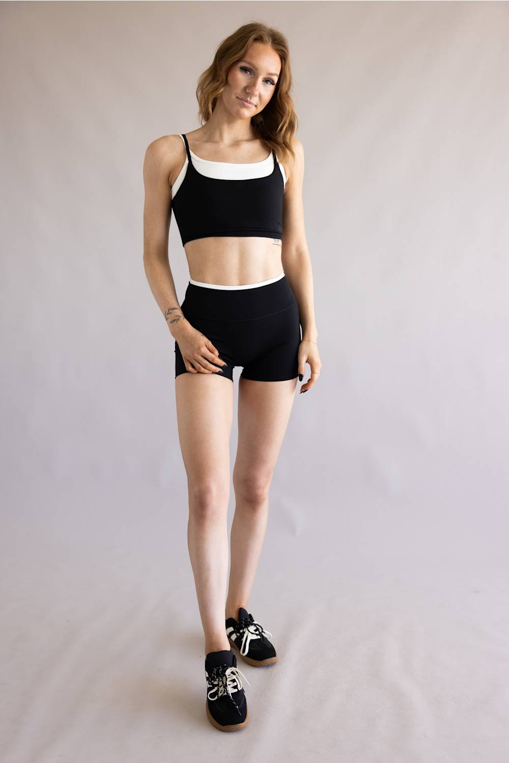 Double Layer Sports Tank Top for Women in Black/White
