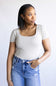 Final Touch Double Layer Knit T-Shirt for Women in Fog