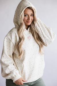 Happy Camp3r Vintage Flower Hoodie for Women in Cream