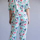 Mistletoe Champagne Soft Pajama Set for Women in Mint
