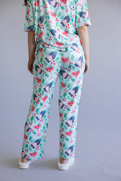 Mistletoe Champagne Soft Pajama Set for Women in Mint