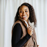 Love Tree Cropped Reversible Puffer Vest for Women in Cocoa Brown