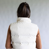 Love Tree Cropped Puffer Vest for Women in Ivory | 5142VN-IVORY