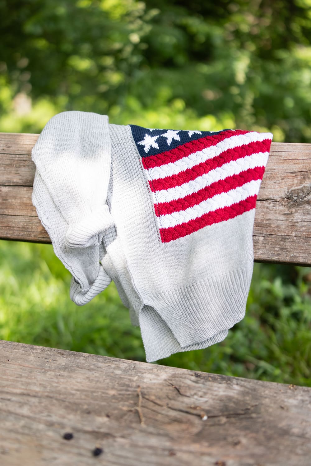 ニット・セーター IONSEOUL american flag KNIT JE883 Women's American Flag Sweater Knitted Long Sleeve Crewneck