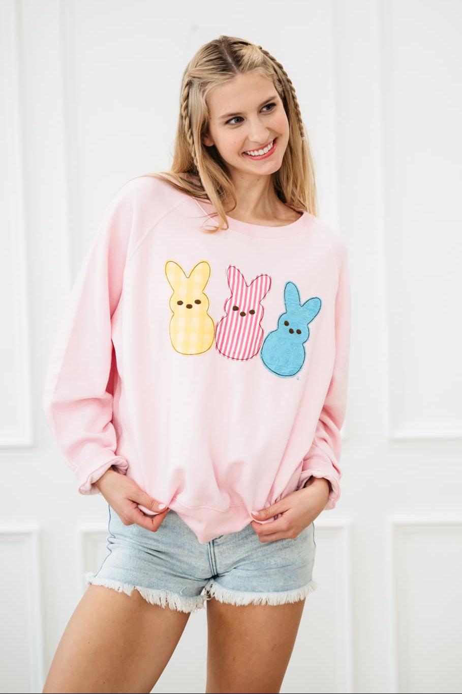 Simply Southern x Peeps Crewneck for Women in Light Pink