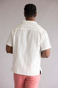 Textured Woven Button Up Shirt for Men in Ecru