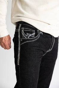 Pure Luck Edge Straight Leg Jeans for Men in Black