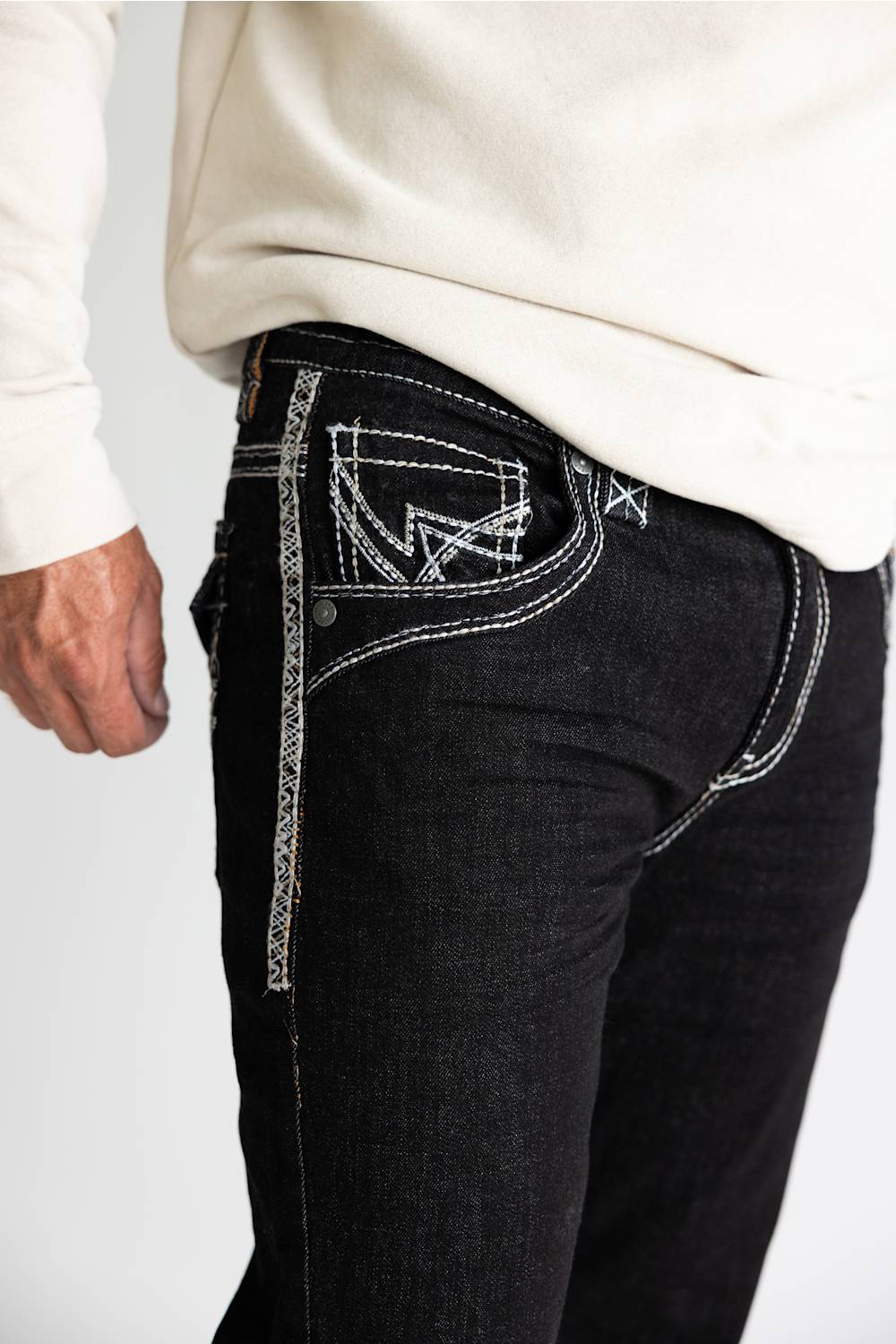 Pure Luck Edge Straight Leg Jeans for Men in Black