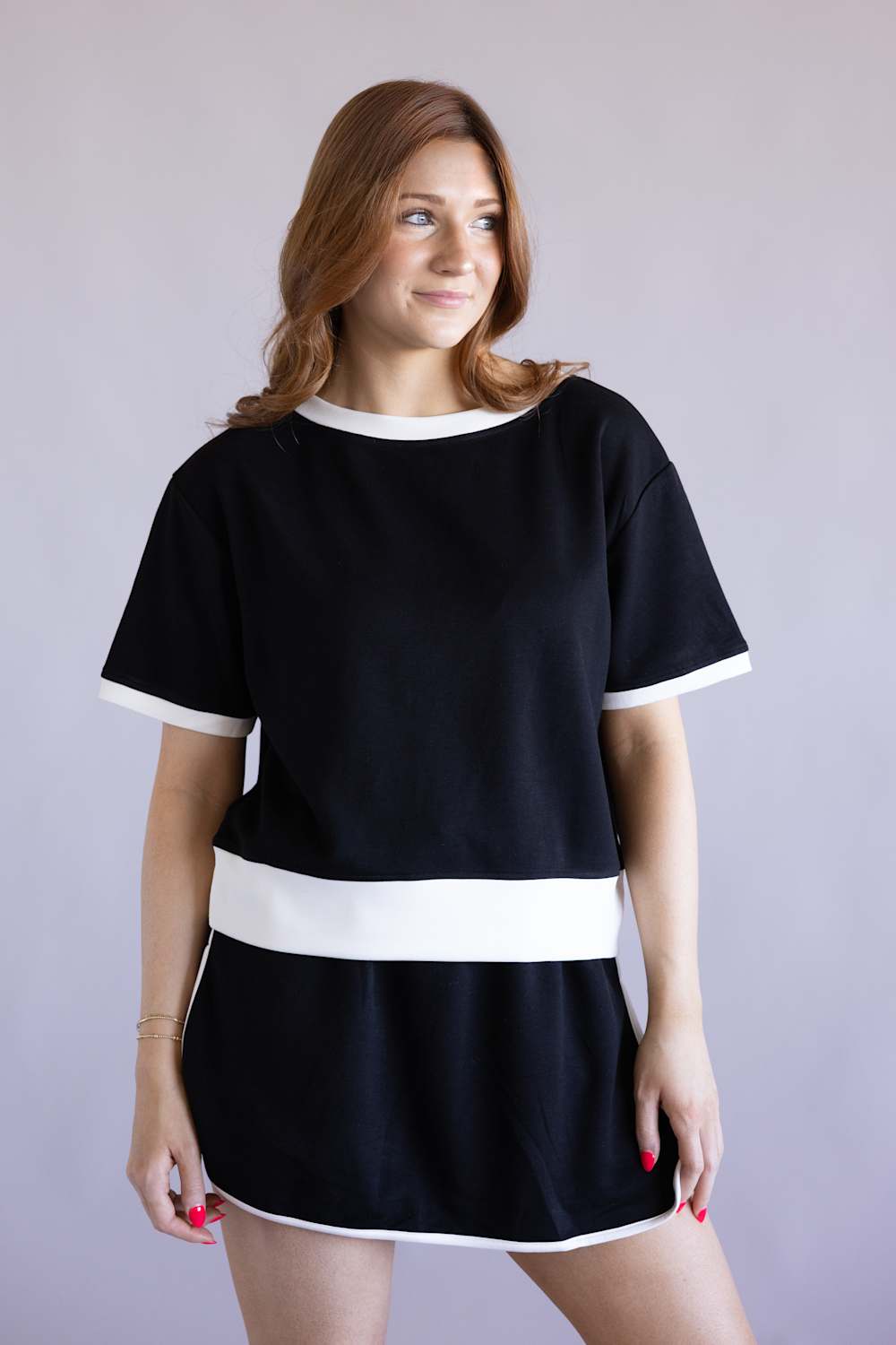 Two Piece Scuba Set for Women in Black/White